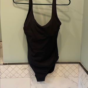 Athleta Scoop Black Ribbed One Piece